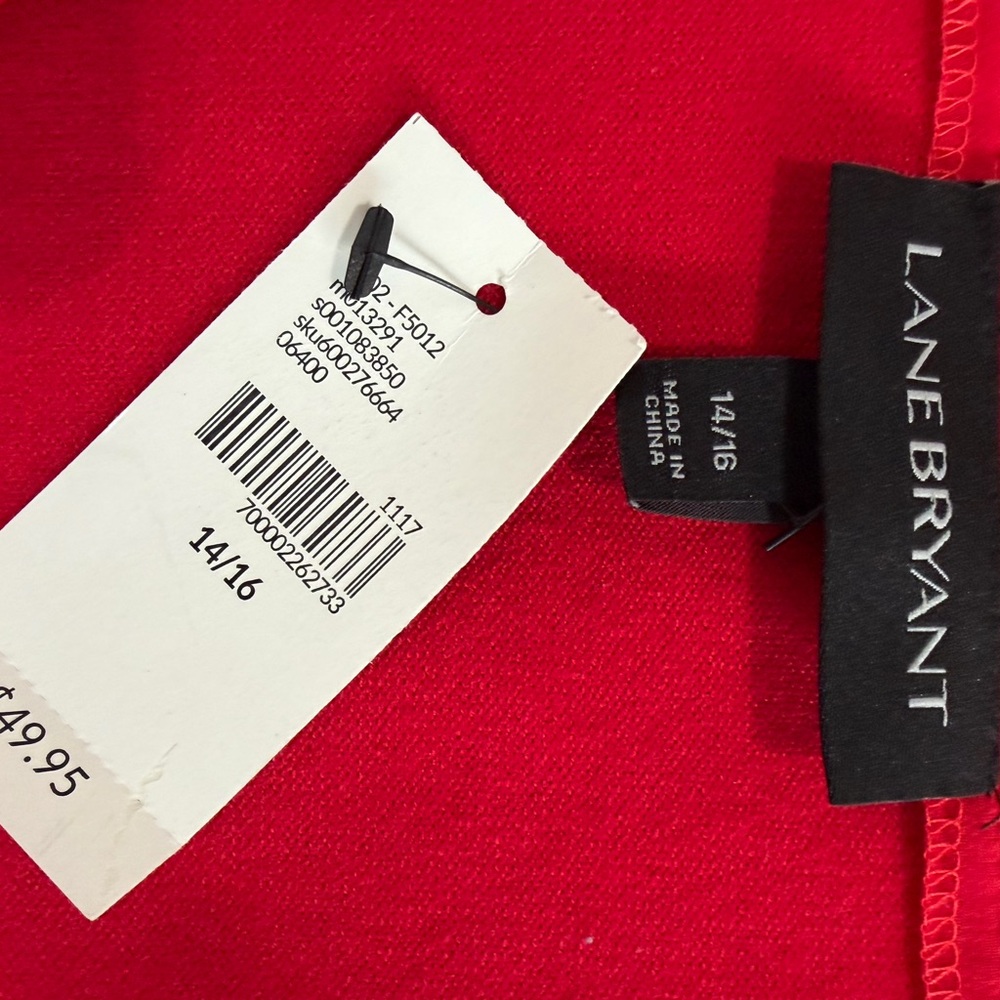 Lane Bryant Women’s V-Neck Long Sleeve Blouse Red Women’s SZ 14/16 Rayon Nylon - Picture 12 of 14